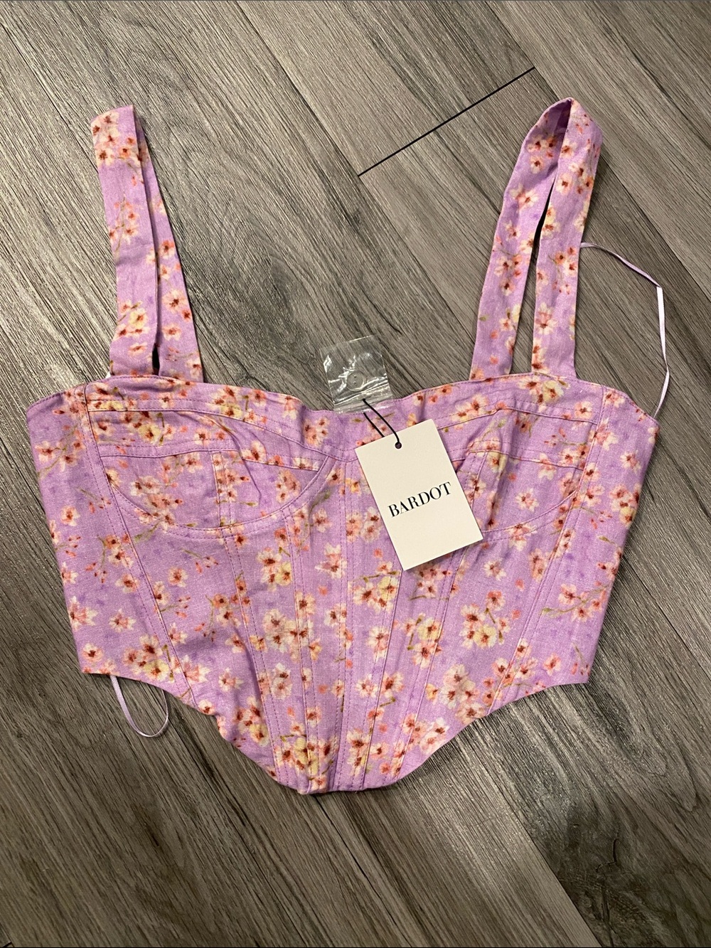 Bardot Lilac Floral Corset Crop Top
